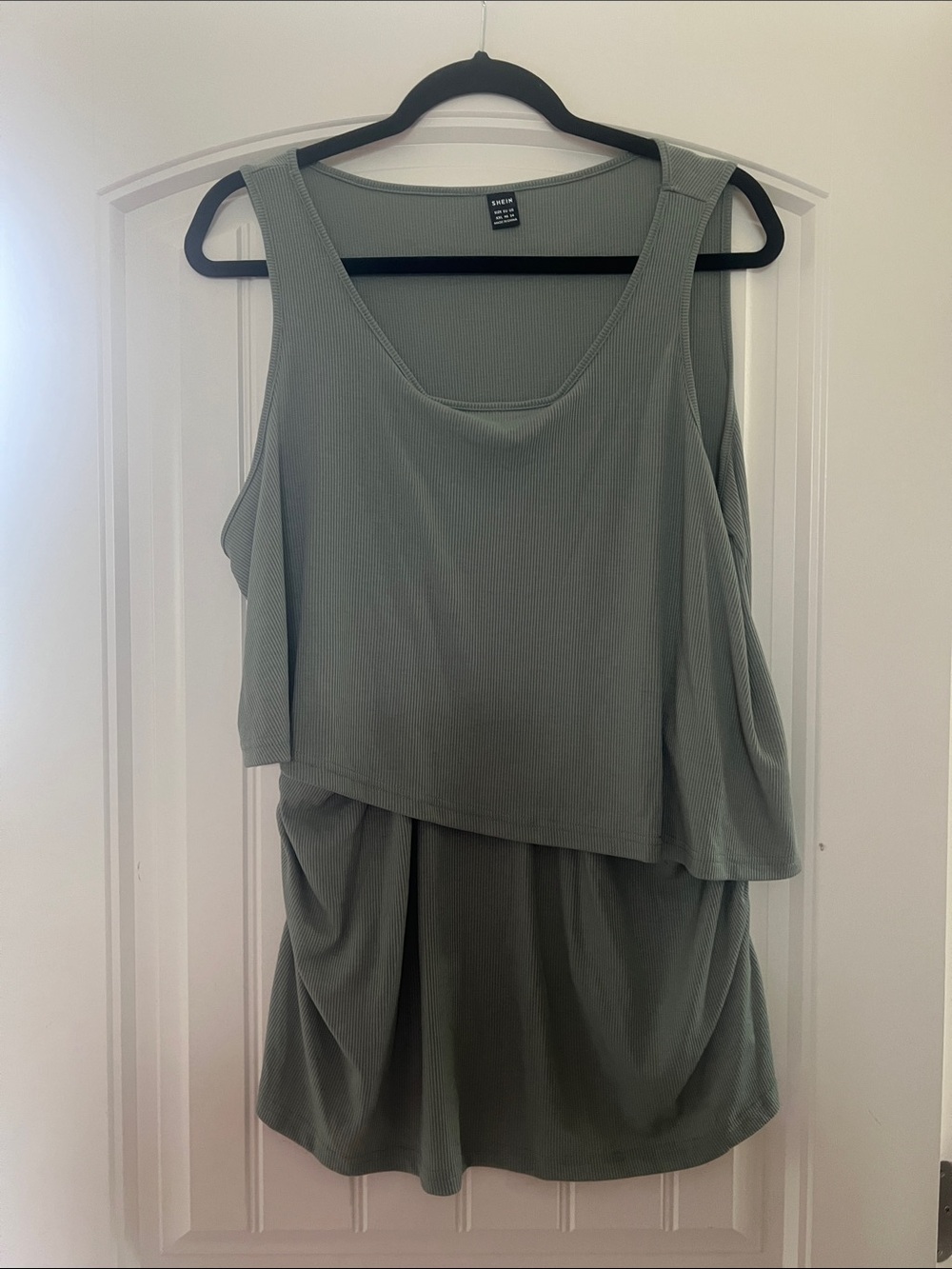 SHEIN Sage Green Layered Ribbed Tank Top